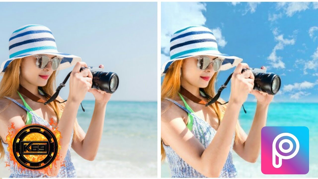 PicsArt guides the color of the sea and beautiful blue sky - YouTube