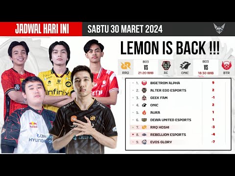 RRQ LEMON IS BACK | KLASEMEN &amp; JADWAL MPL ID S13 | HARI INI SABTU 30 MARET 2024