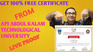 GET 100% FREE CERTIFICATE FROM APJ ABDUL KALAM TECHNOLOGICAL UNIVERSITY ,LIVE PROOF