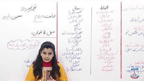 Class 4 - Urdu - Lecture 27 - Kisaan or Badsha- Alfaaz maani - Allied Schools