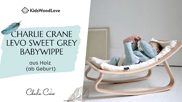 Charlie Crane Babywippe aus Holz "Levo Sweet Grey" in grau (ab Geburt) bei KidsWoodLove