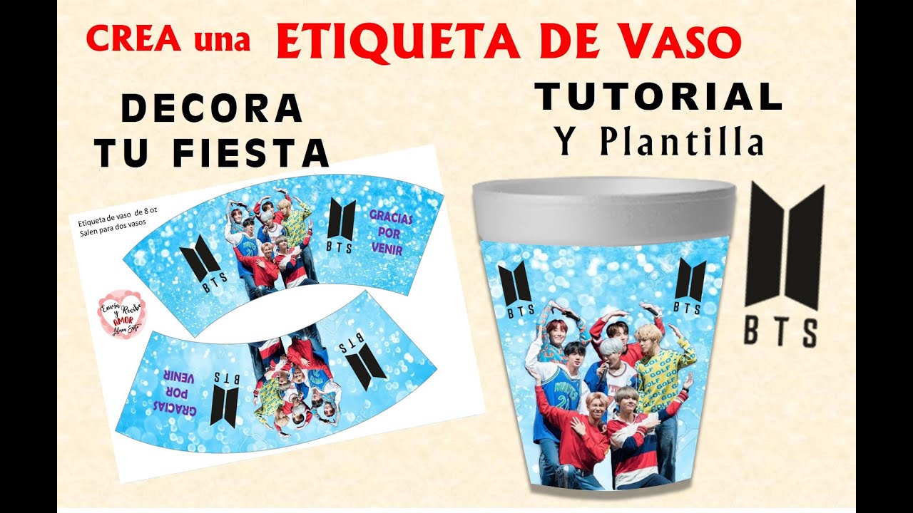 Crea una Etiqueta de VASO y decora tu FIESTA tutorial - YouTube