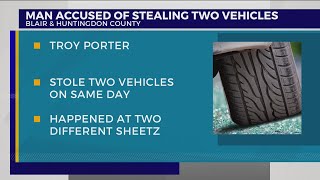 Area man accused of stealing 2 vehicles from different Sheetz on the same day