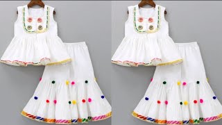Kids peplum top with sharara/gharara cutting and stitching/Eid special dress design