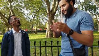 Hadith Rejecter Gets Roa*sted By Hijab! Mohammed Hijab and Visitor Speakers Corner Sam Dawah