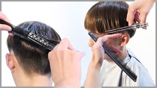 Haircut Tutorial for Textured Crop Two Block K-Pop Dandy Cut with Straight Fringe–Vern Hairstyles 81