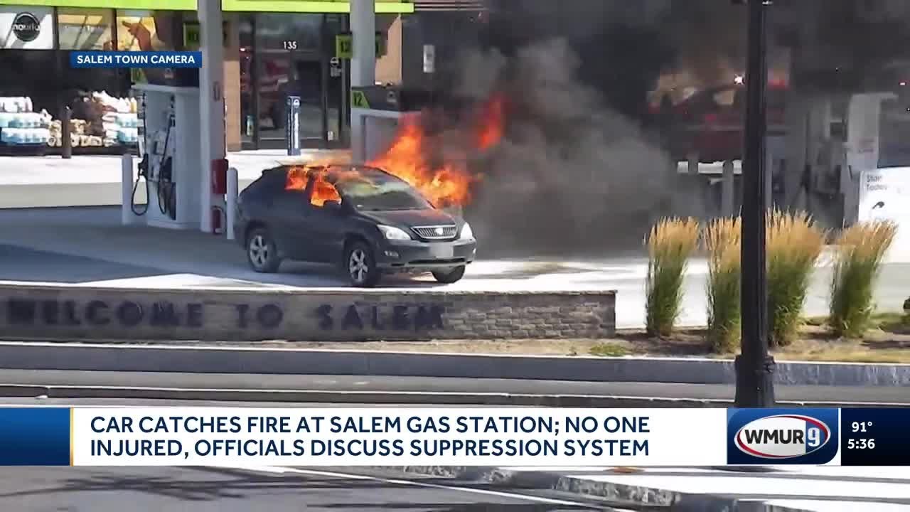 Firefighters respond after car catches fire at Salem gas station
