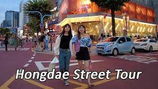 [4K Korea] A walking tour from Hongdae Station to Hongdae Club Street late Saturday afternoon