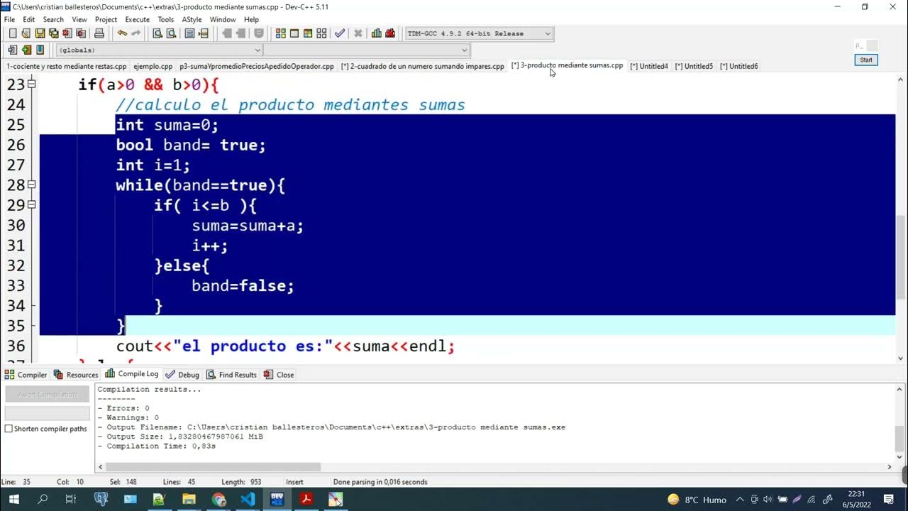 do while producto mediante sumas sucesivas bucle por centinela en C++ ...