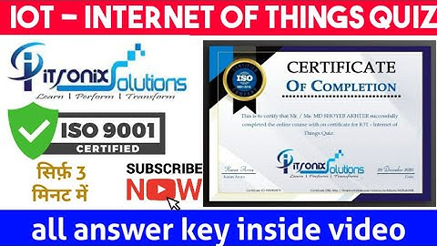 IOT Free ISO Verified Itronix Certificate|Internet of Things Quiz Certificate| |#Short_trick_Science