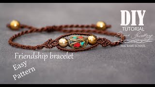 Makramowa bransoletka z orientalnym koralikiem krok po kroku / Prosta makrama / Macrame bracelet DIY