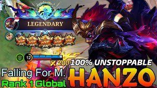 100% Unstoppable Hanzo Double Gameplay - Top 1 Global Hanzo by Falling For M. - Mobile Legends