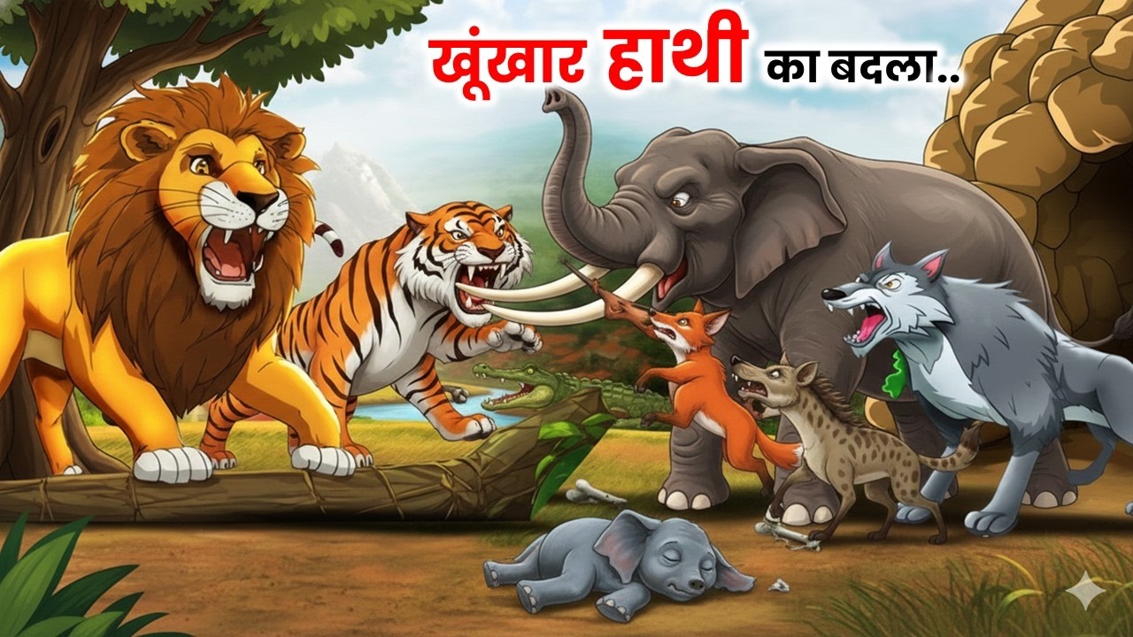 हाथी का खून  😱 | लोमड़ी और लकड़बग्घे की साजिश  | Jungle Story in Hindi  | Cartoon Story | Hindi Kahani