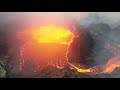 Iceland Volcano Drone 4K - Lava Overflows Crater Gap Into Valley, Extended