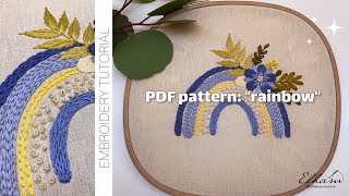 Embroidery hoop step by step for beginners PDF Pattern: “Boho rainbow”