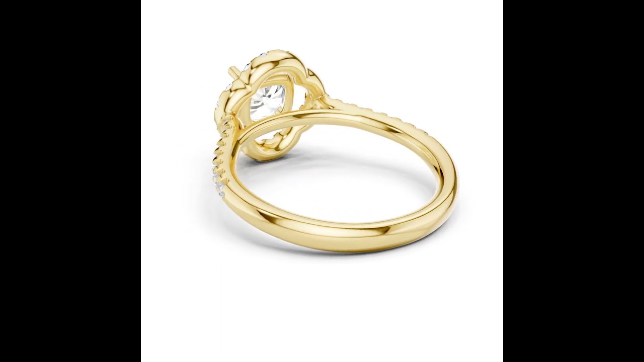 Cushion Lab Grown Diamond Floral Style Halo Ring