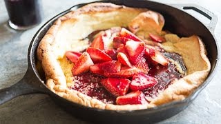 Dutch Baby Pancake - Breakfast & Brunch Recipe
SUBSCRIBE for more easy recipes: http://bit.ly/fifteenspatulasYT
If youre looking for a new recipe to try for breakfast or brunch, try this Dutch Baby Pancake! Its a German pancake thats kind of like a big skillet popover. Very eggy and light, and a little reminiscent of bread pudding.
Caramelized Bananas Video: http://www.youtube.com/watch?v=bujhyAsKolc
Whole Wheat Pancakes (that actually taste good) Video: http://www.youtube.com/watch?v=C6VuNiqVr6w
Ingredients:
3 tbsp unsalted butter
3 large eggs
3/4 cup milk
1/4 cup sugar
1 tsp vanilla extract
1/8 tsp freshly grated or ground nutmeg
3.75 oz all purpose flour (3/4 cup)
berries, for garnish (optional)
Directions:
Preheat the oven to 425 degrees F. In a 10-inch cast iron skillet set over medium heat, melt the butter. In the meantime, whisk together the eggs, milk, sugar, vanilla, and nutmeg until well combined and slightly frothy on top. Whisk in the flour until no flour streaks remain, but a few lumps are okay. Pour the batter into the skillet (all of the butter should be melted at this point), and bake for 18-20 minutes until the dutch baby is cooked through. Garnish with berries, syrup, powdered sugar, or whatever you like!
New videos every Thursday afternoon!
Fifteen Spatulas is a weekly cooking video series sharing simple recipes from scratch. The purpose is to show cooks of all levels that cooking from scratch is much easier than they may think. Dutch Baby Pancake - Breakfast & Brunch Recipe