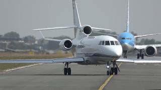 Busy moment , rare nowadays / Dassault Falcon S900 D-ASBG , departure , EBOS