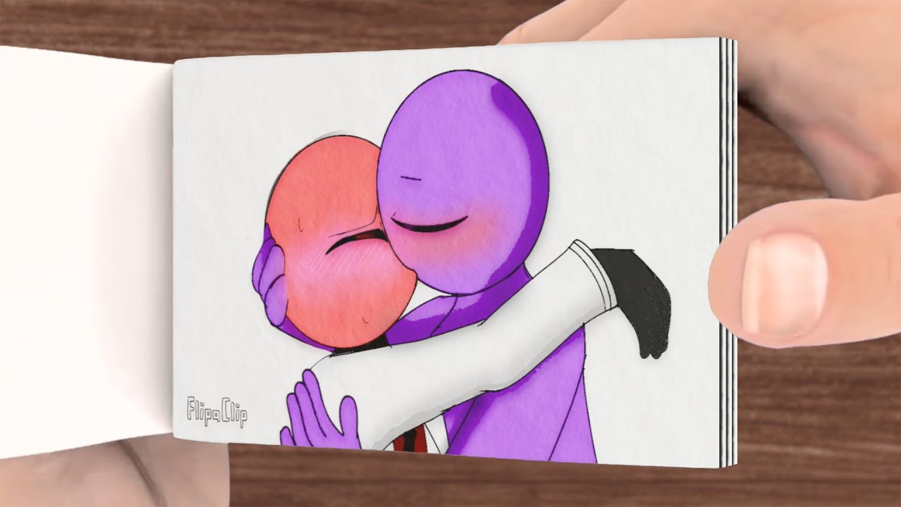 Orange x Purple is kissing Rainbow friends Flip Book 