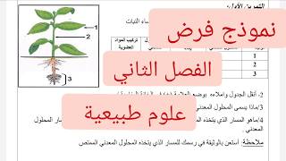 سنة أولى متوسط نمودج للفرض الفصل الثاني في مادة العلوم الطبيعية واالحياة  2020