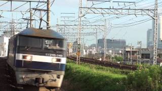 【HD】EF210-149 レール積載貨物列車(950レ 桃太郎 チキ5500) 尾頭橋駅