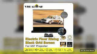 Electric Floor Rising ALR UST Projection Screen Black Grid Transparent Tab Tension Ambient Light Re