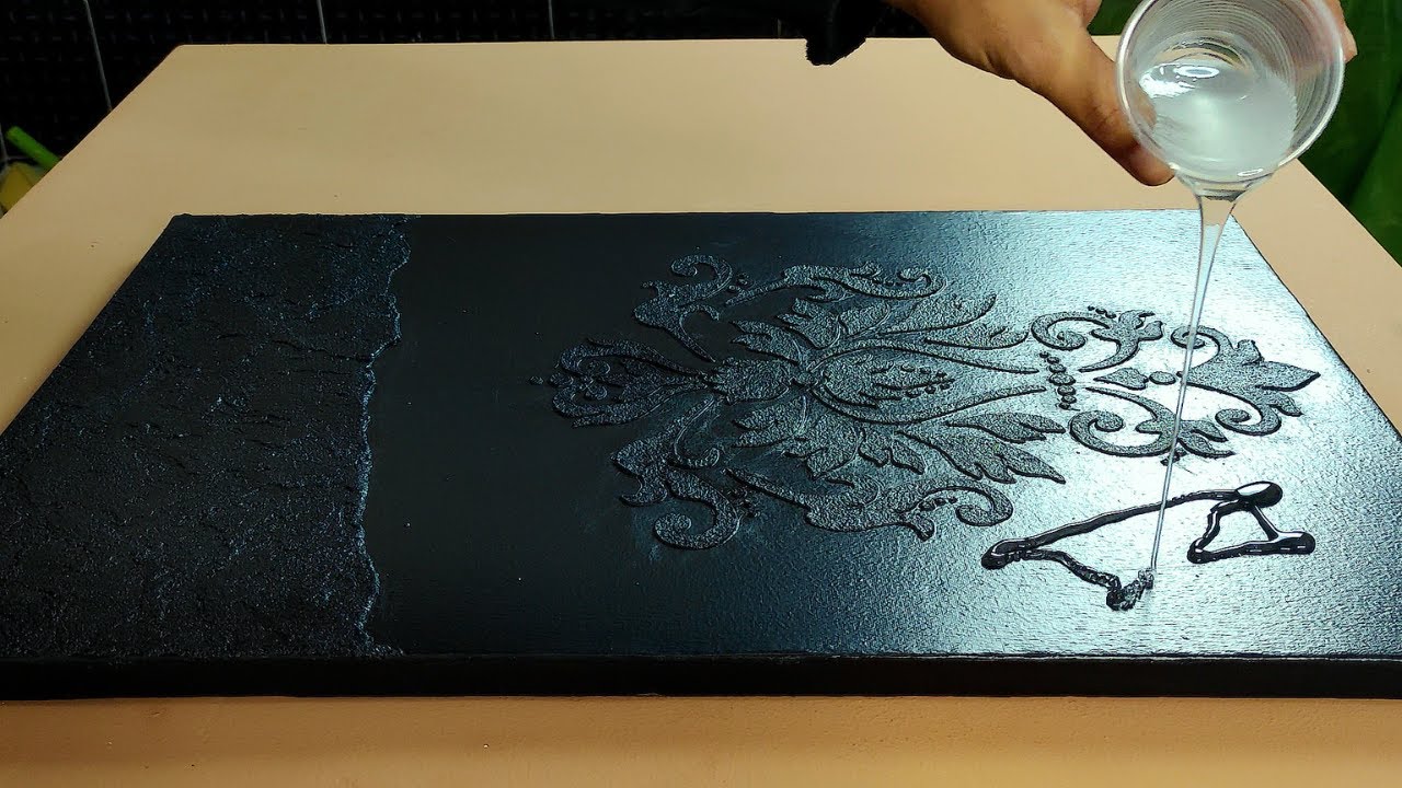 لعشاق التاثيرات العتيقه - لوحه تجريدية على قماش - تاثير التشققات العتيقه -  ملمس الاستنسل البارز