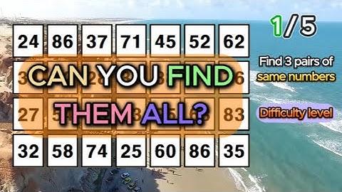 GENIUS CAN FIND ALL!! Find 3 pairs of identical numbers/Dementia Prevention Quizzes/Tests.123
