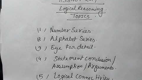 TISSNET-2019 ||  LOGICAL REASONING SYLLABUS