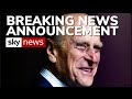 Sky News Announce The Death of Prince Philip, Duke of Edinburgh