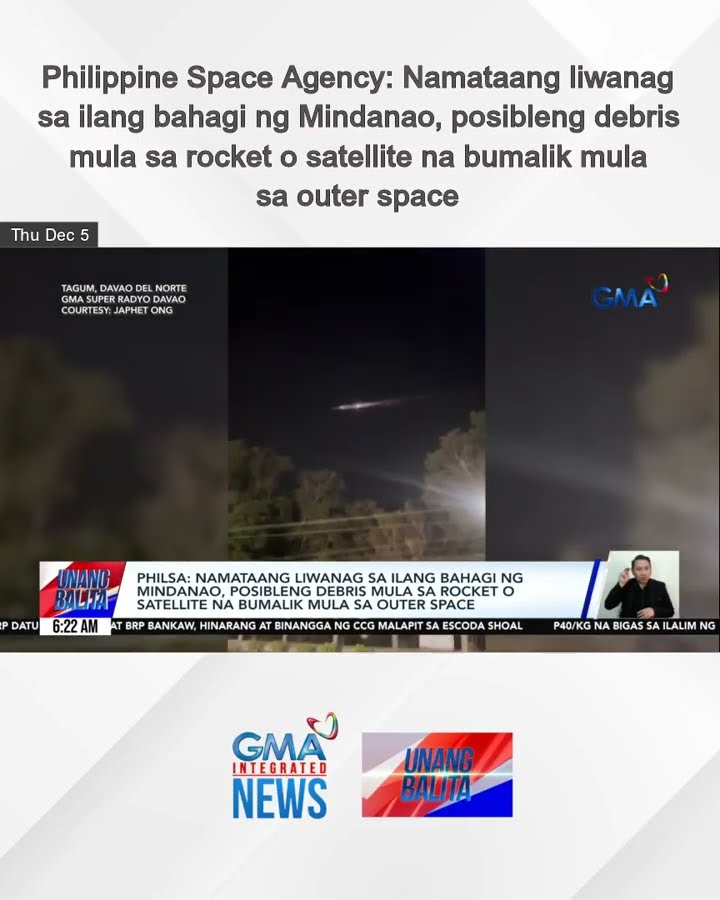 Philippine Space Agency – Namataang liwanag sa ilang bahagi ng Mindanao, posibleng... | Unang Balita