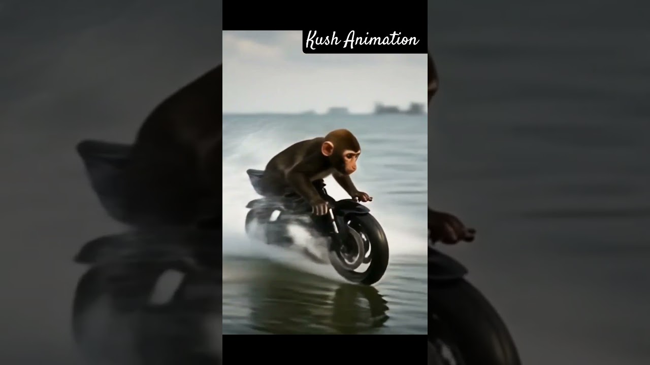 “Dhoom Monkey Ride 🐒💥 | Bike Over Water Stunt | Mini Action Star”