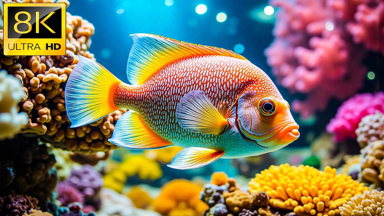 8K Ultra HD Красочная морская жизнь 🌊✨ Расслабляющий подводный фантастический риф
