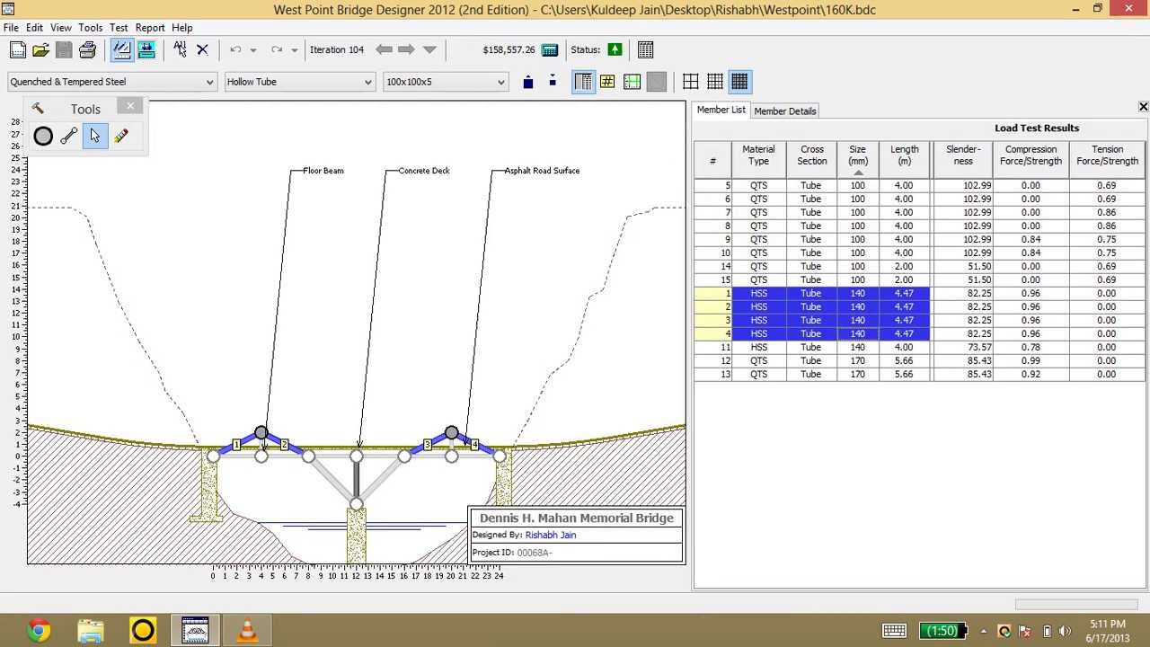 west point bridge designer 2016 lowest costing bridge