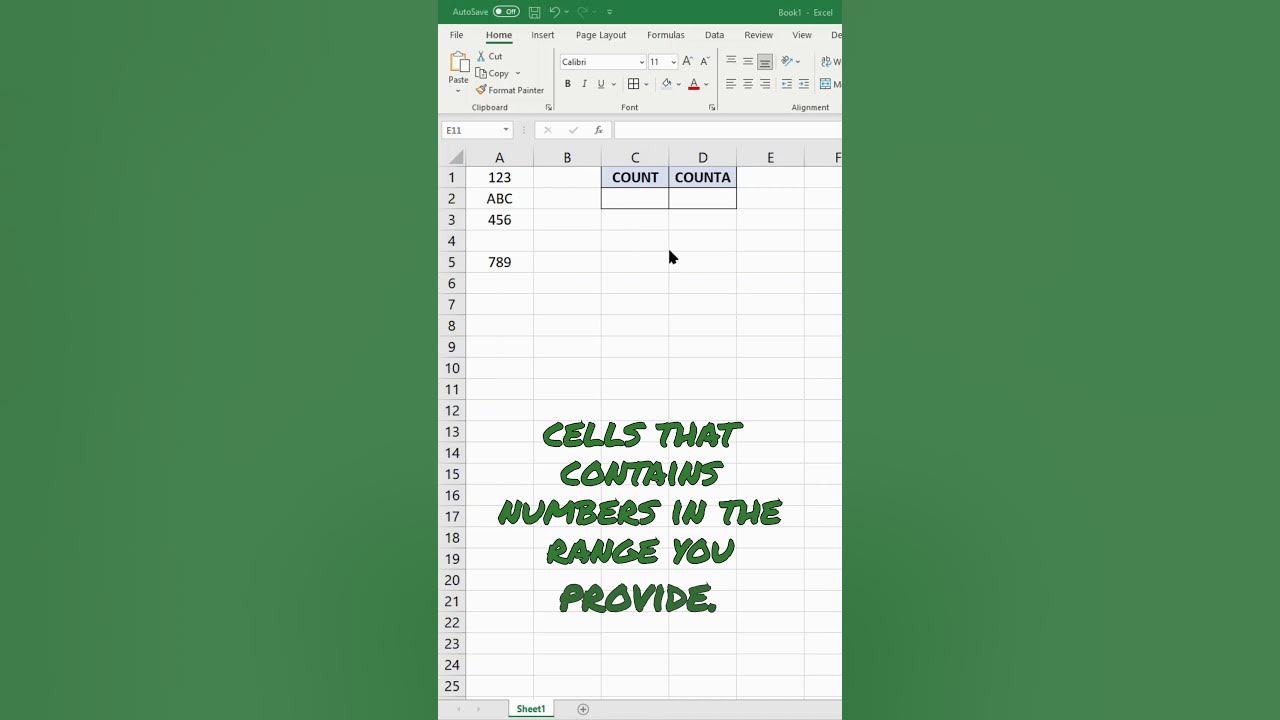 The differences between count vs counta in excel youtube