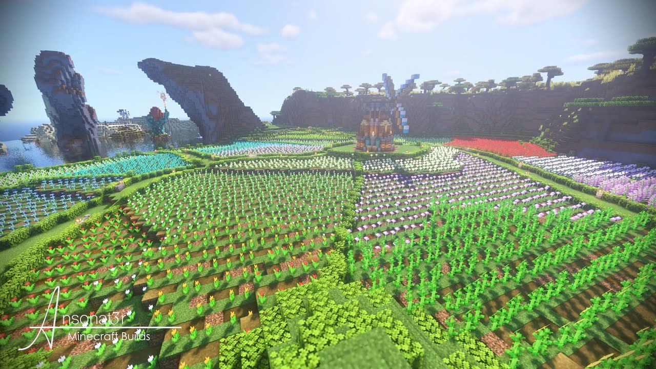 Beautiful Giant Flower Field Garden | Minecraft Timelapse / Tutorial