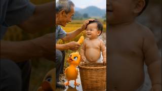 duck and little baby helping to grand papa #youtubeshorts #funny #cutebabyfunny #funnyshorts