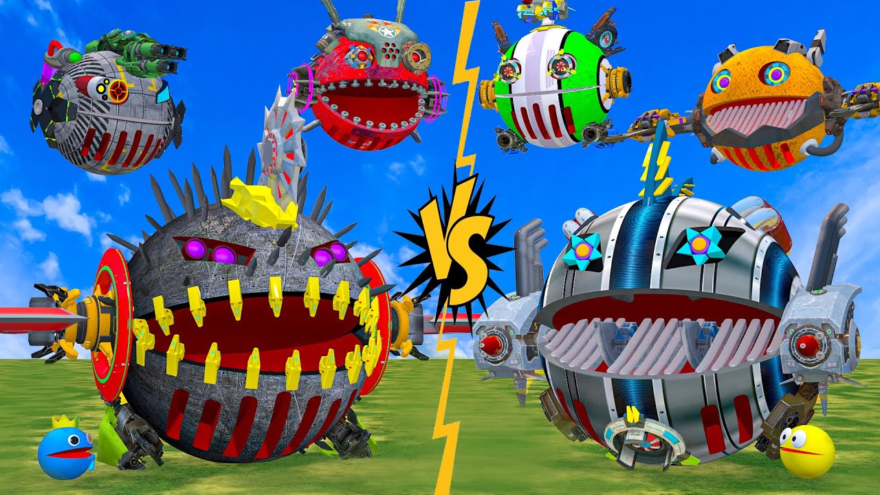 MS PACMAN uses Superpowers to awaken the PACMAN ROBOT to fight the PACMAN SAW BLADE MONSTER #2025