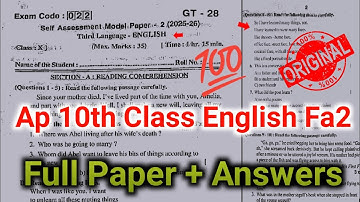 💯real Ap 10th English self assessment 2 question paper 2025 with answer|10th English Fa-2 answer key