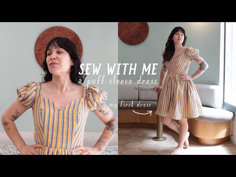 vlog | Sewing a Puff Sleeve Dress with Gathered [shirring