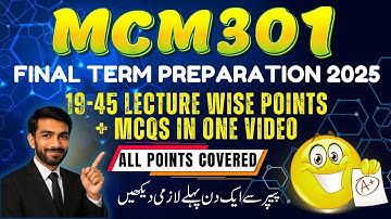 MCM301 Final Term Preparation 2025 | MCM301 Most Important & Repeated MCQs | BY ART