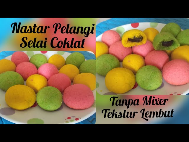 RESEP NASTAR PELANGI SELAI COKLAT || SUPER LEMBUT &  EMPUK class=