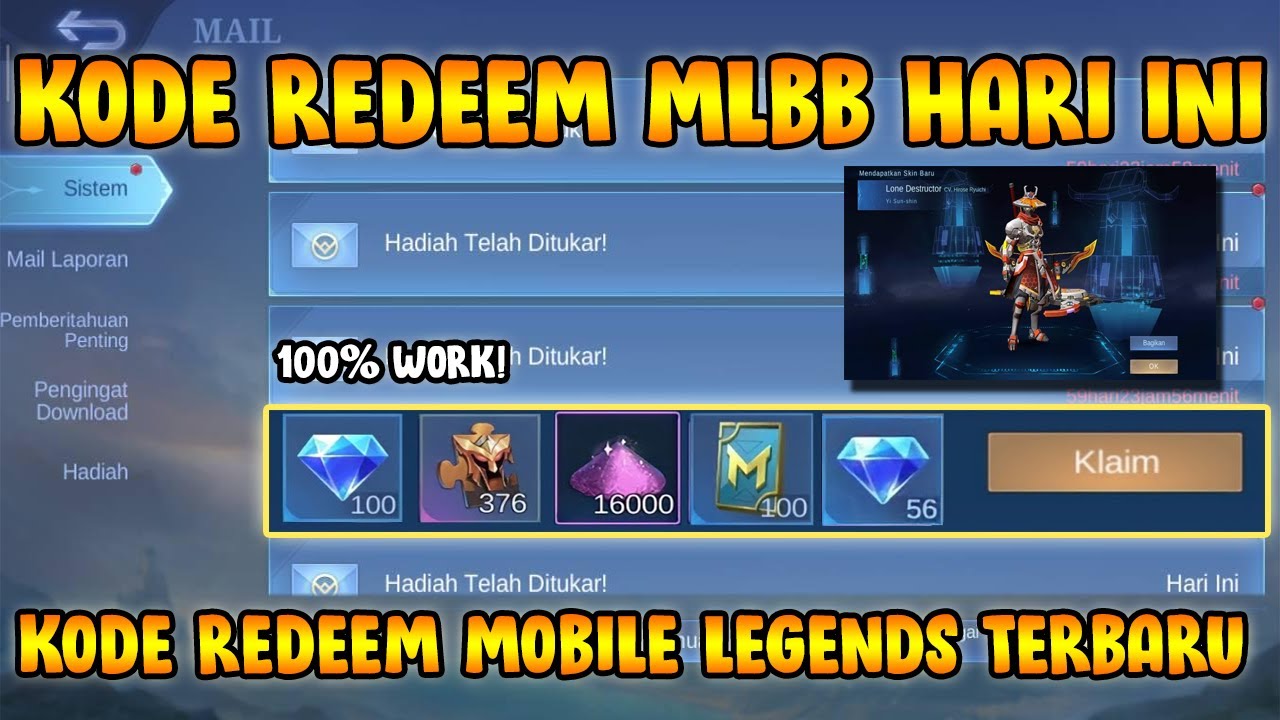 KLAIM KODE REDEEM SKIN GRATIS | KODE REDEEM ML HARI INI 2022 KODE ...