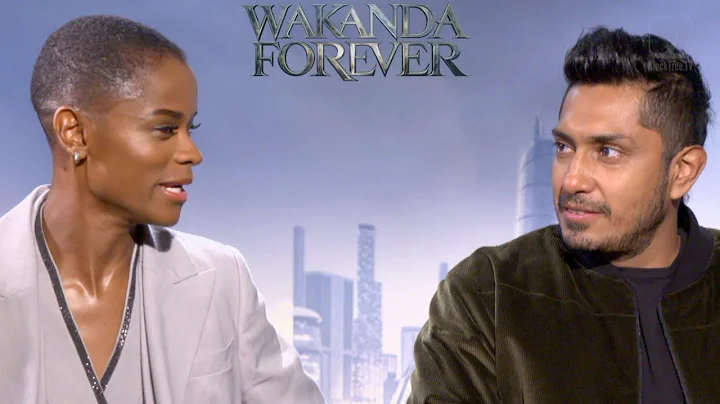 Letitia Wright (Shuri) and Tenoch Huerta (Namor) t...