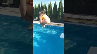 Worlds Largest Cannonball Into The Swimming Pool In Yellow Bikini