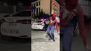 Spiderman cosplay Busina Budots dance challenge or 4feet horn at Mobile Police