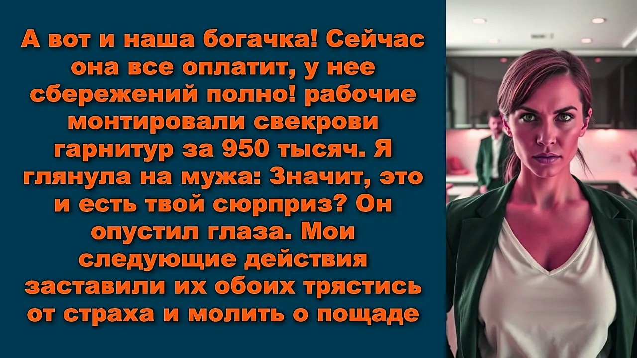 А вот и наша богачка! Сейчас она все оплатит, у нее сбережений полно! рабочие монтировали свекрови
