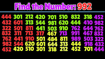 Find the Number "992". Test your eyes. Focus your mind. Number Challenge