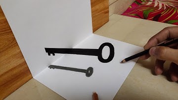 How to draw 3D key 3D trick art on paper 3D drawing