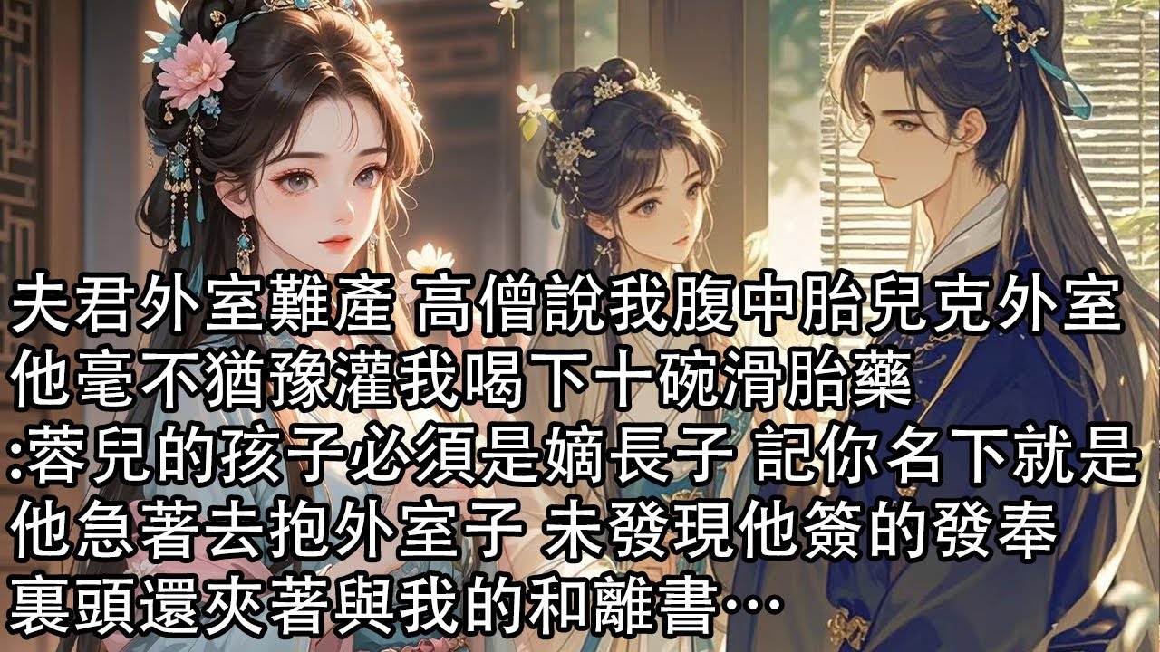 【一口氣看完】夫君外室難產 高僧說我腹中胎兒克外室，他毫不猶豫灌我喝下十碗滑胎藥:蓉兒的孩子必須是嫡長子 記你名下就是，他急著去抱外室子 未發現他簽的發奉，裏頭還夾著與我的和離書…